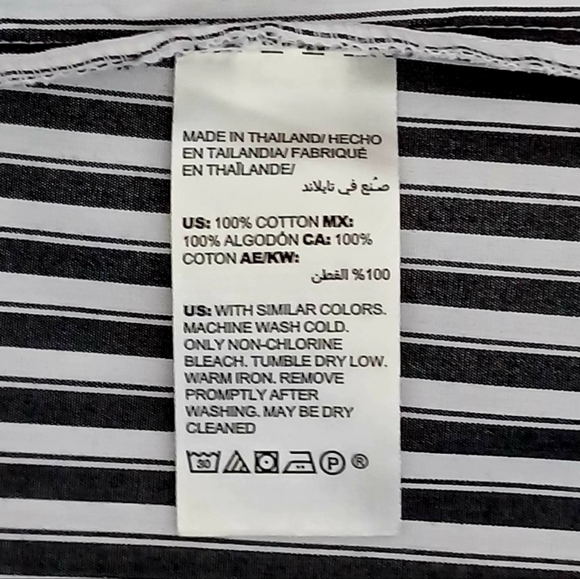 CHICO'S Black & White Striped Shirt, size M - Picture 11 of 13